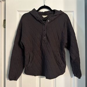 Quilted Charcoal Gray Pullover Hoodie